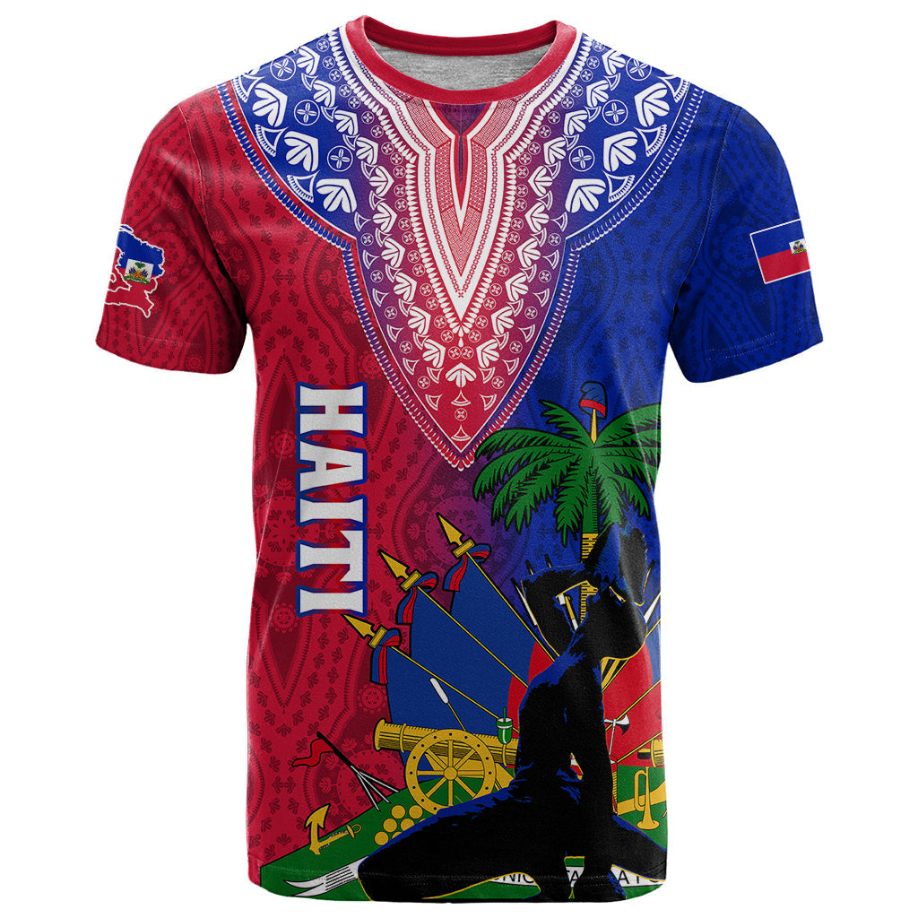 Personalised Haiti T-Shirt Ayiti Neg Maron With Dashiki Royal Graphic Tee