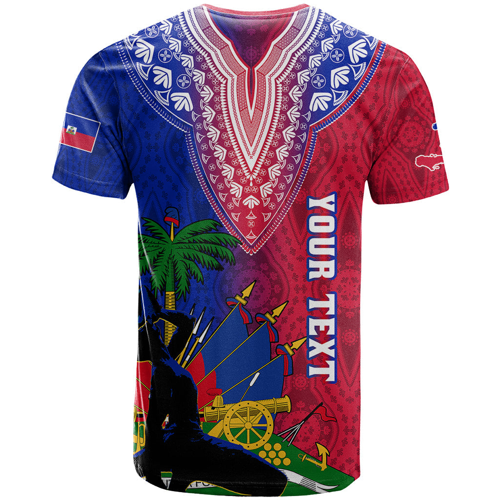 Personalised Haiti T-Shirt Ayiti Neg Maron With Dashiki Royal Graphic Tee