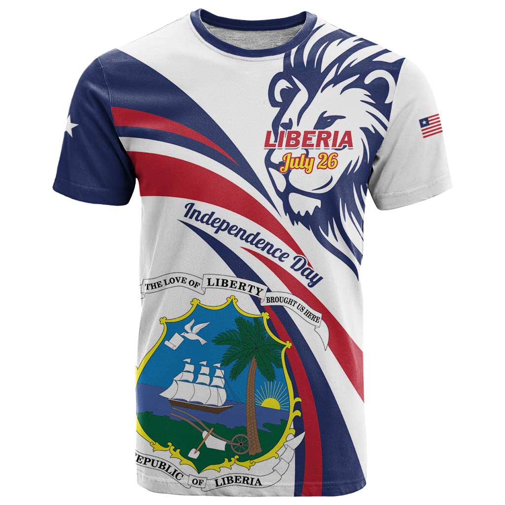 Liberia Independence Day T-Shirt July 26 Lion Coat of Arms Graphic Tee