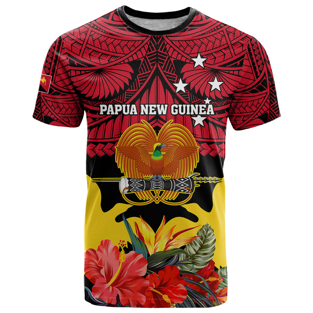Personalised Papua New Guinea T-Shirt Bird Of Paradise Mix Polynesian Pattern Graphic Tee