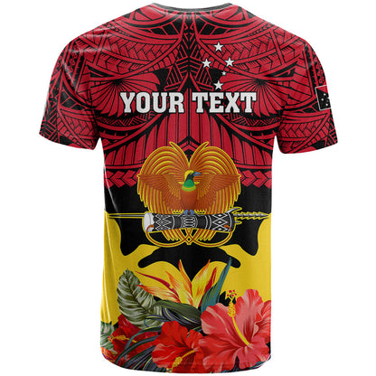 Personalised Papua New Guinea T-Shirt Bird Of Paradise Mix Polynesian Pattern Graphic Tee
