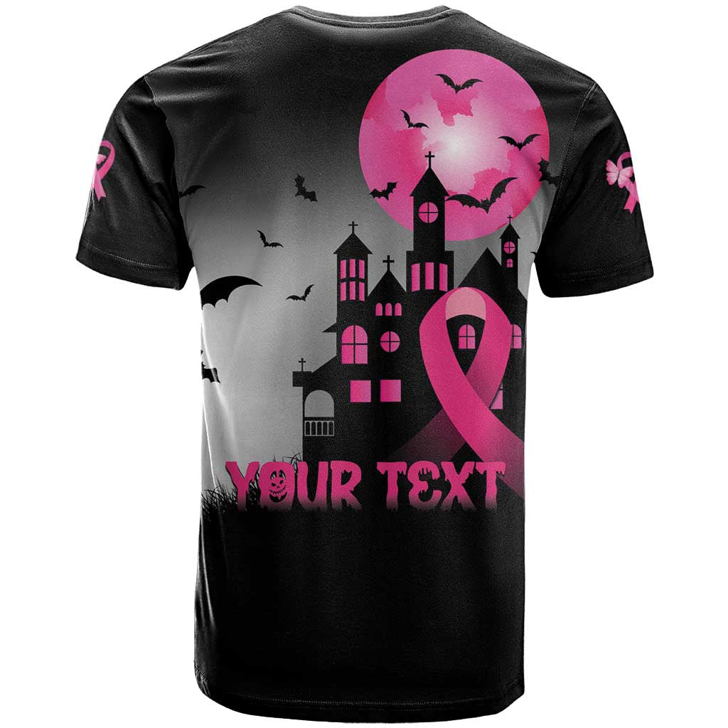 Personalized At Halloween We Think Pink T-Shirt Pink Ribbon Butterflies Graphic Tee