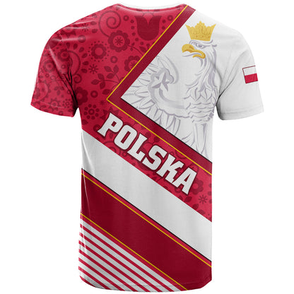 Poland Independence Day T-Shirt Polska White Eagle Polish Floral Pattern Graphic Tee