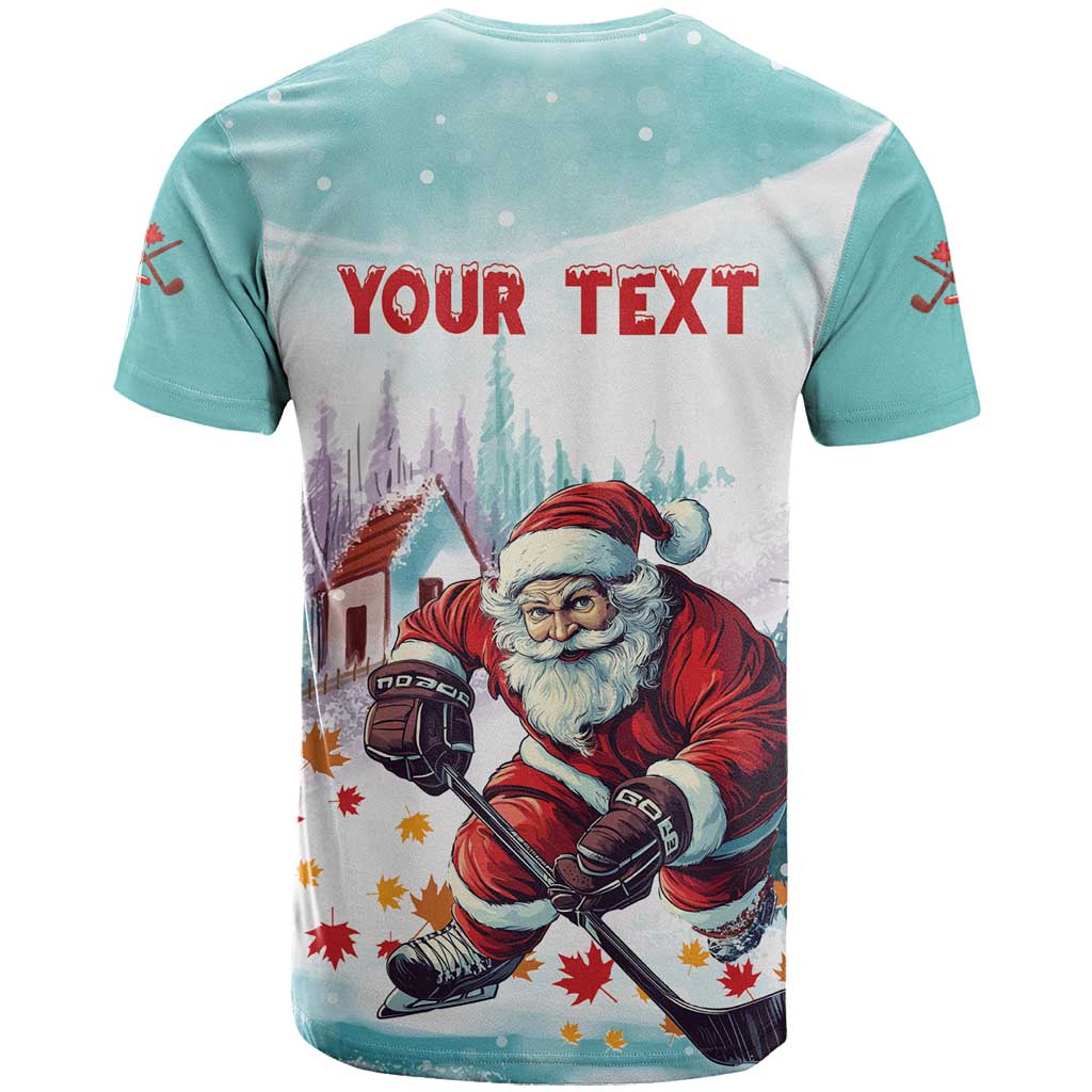 Personalized Canada Santa Playing Hockey T-Shirt Graphic Tee