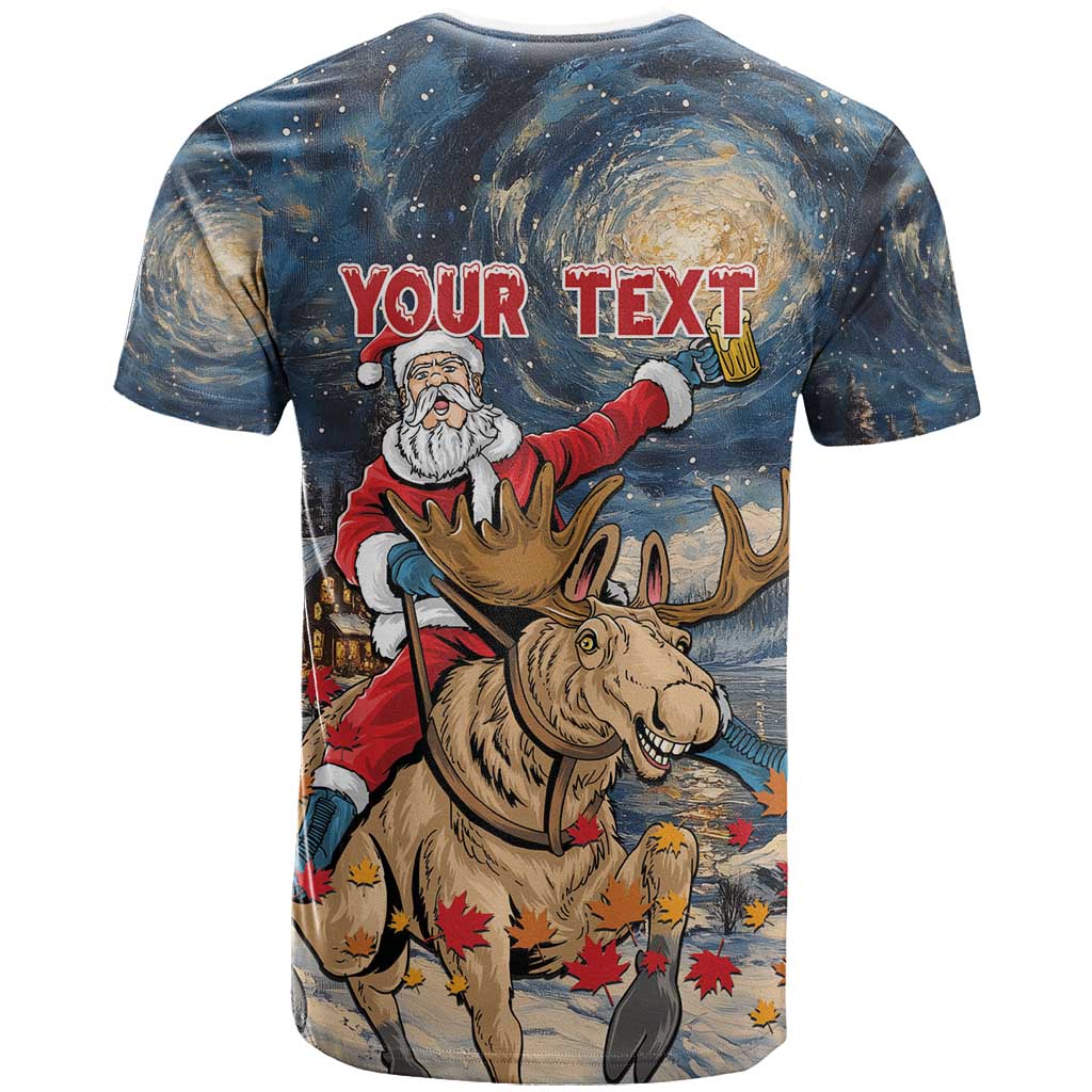 Personalized Merry Christmoose T-Shirt Santa Claus Riding Moose Starry Night Graphic Tee