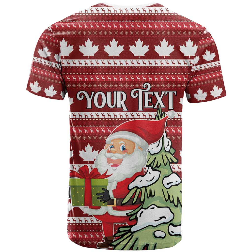 Personalized Canada Christmas T-Shirt Maple Leaf Pattern Graphic Tee