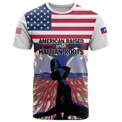 Haiti Heritage Month 2025 T-Shirt American Raised With Haitian Roots Graphic Tee