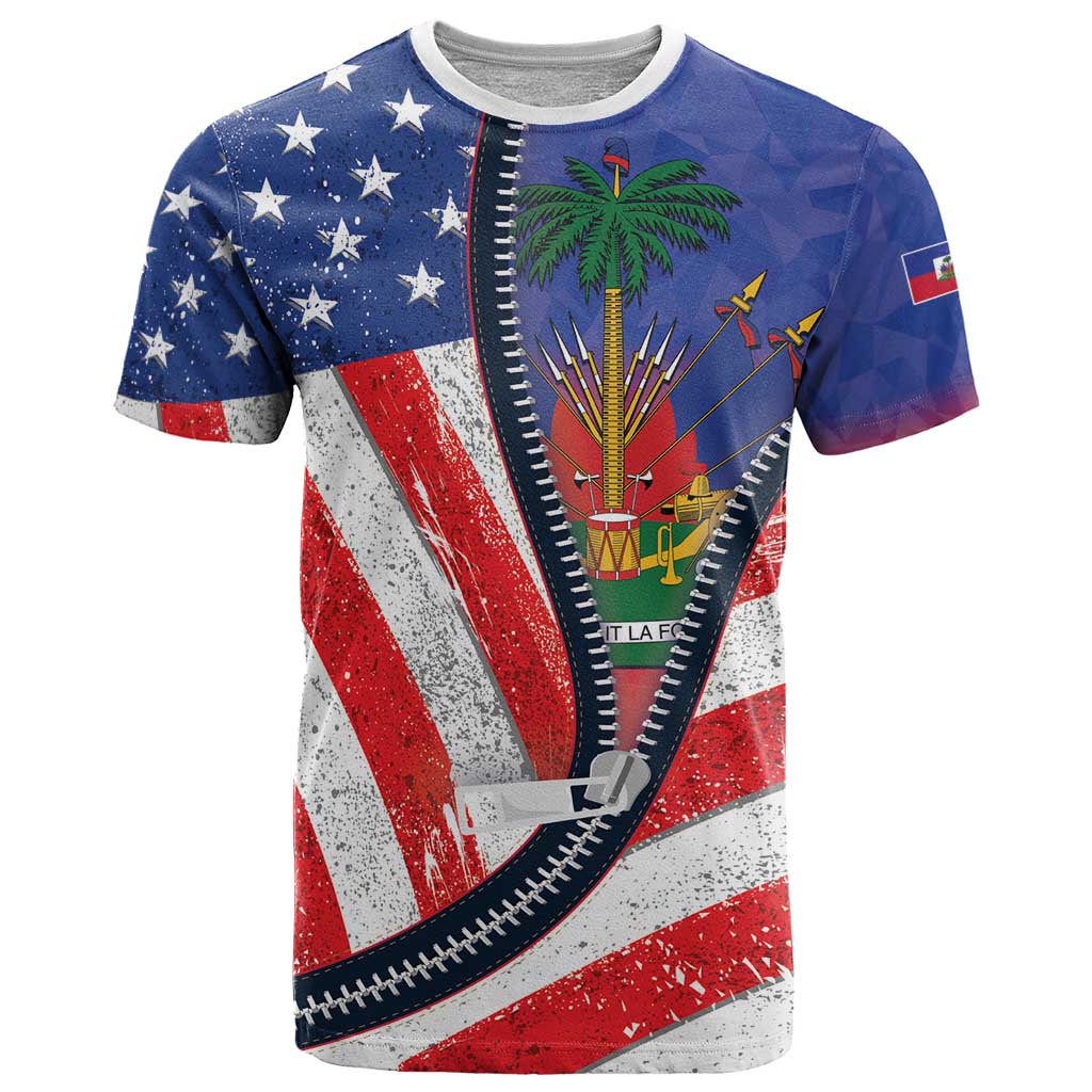 Haitian Americans Zipper Stylized T-Shirt Haiti Heritage Month 2025 Graphic Tee