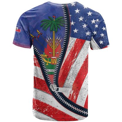 Haitian Americans Zipper Stylized T-Shirt Haiti Heritage Month 2025 Graphic Tee