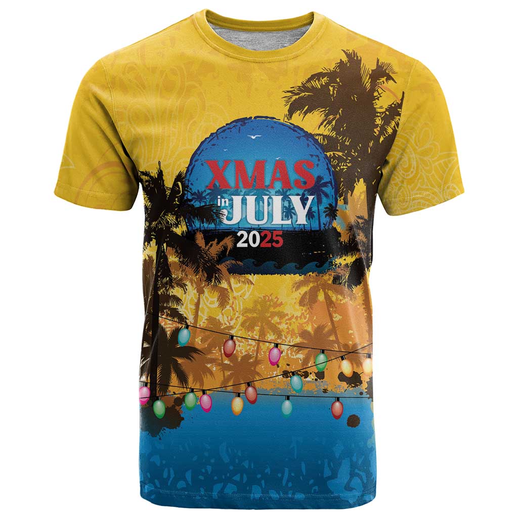 Personalized Xmas in July 2025 T-Shirt Caribbean Summer Christmas Graphic Tee