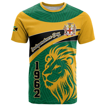 Jamaica Independence Day T-Shirt Jumieka Lion Mix African Pattern Graphic Tee