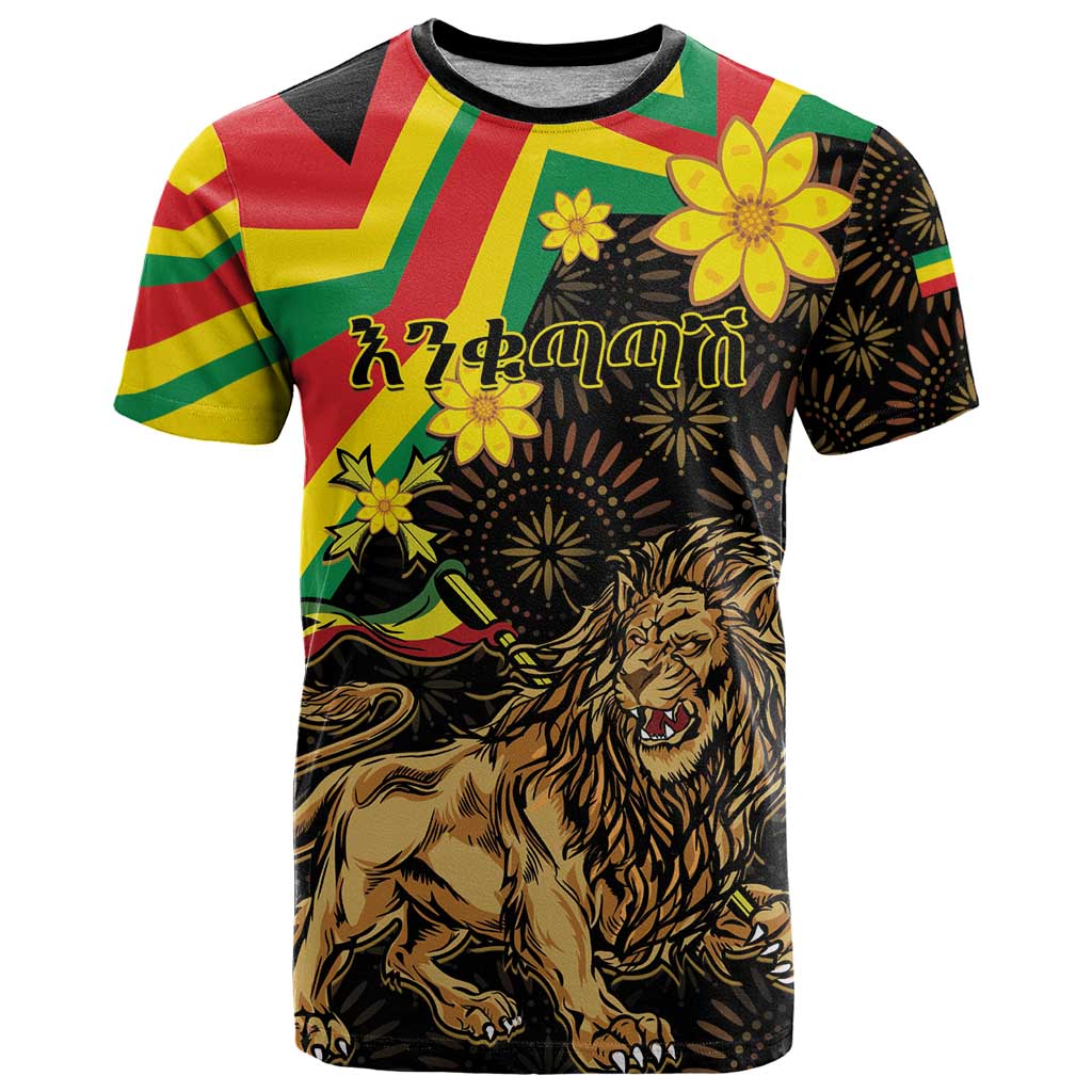 Enkutatash Ethiopia New Year T-Shirt Lion of Judah Adey Abeba Flower Graphic Tee