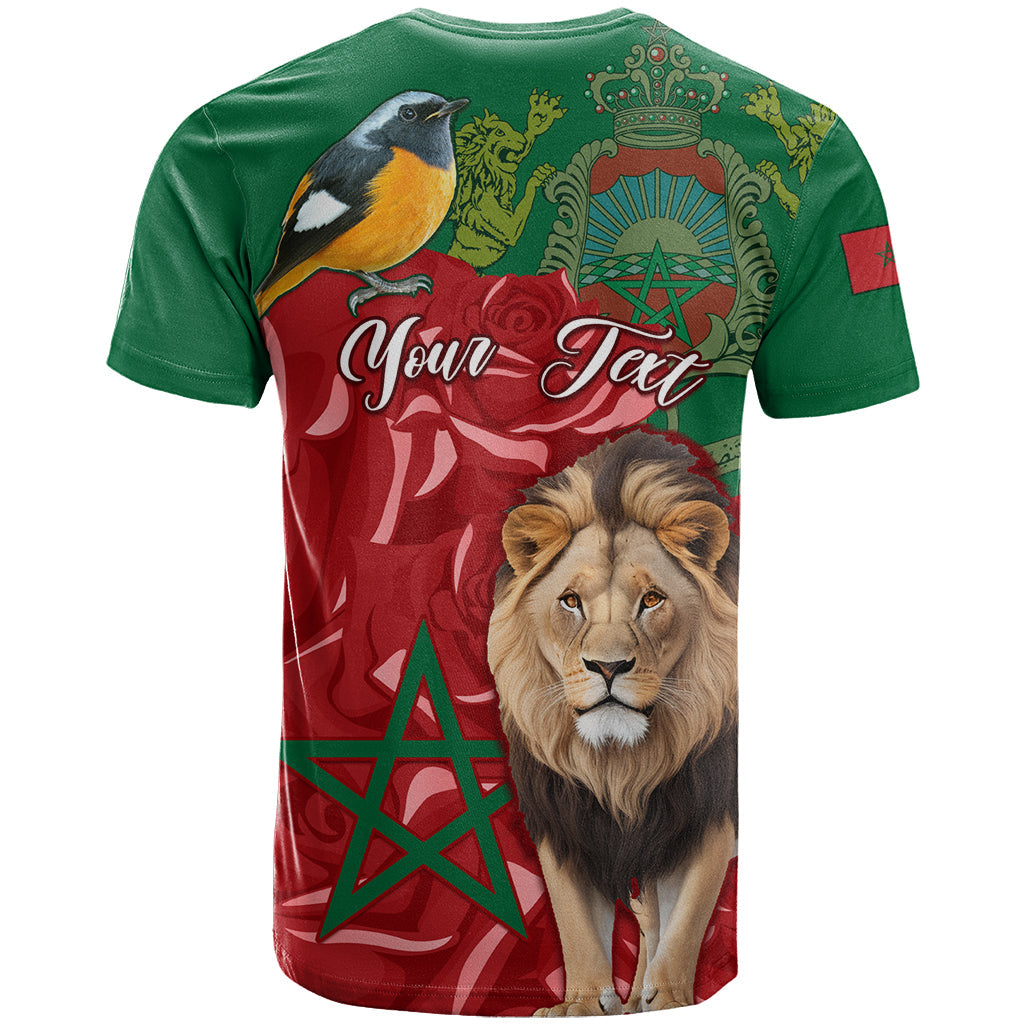 Morocco Independence Day T-Shirt Barbary Lion With Moussier Redstart Graphic Tee