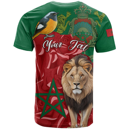 Morocco Independence Day T-Shirt Barbary Lion With Moussier Redstart Graphic Tee