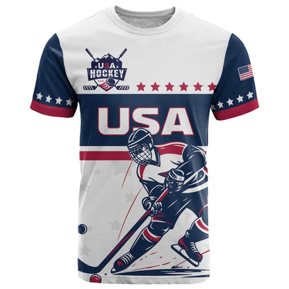 Custom USA Ice Hockey T-Shirt Team United States Champions Graphic Tee