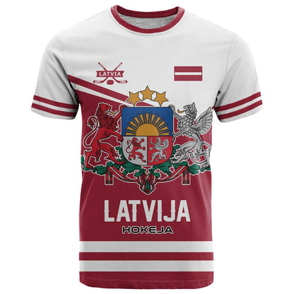 Custom Hockey 2026 Latvia T-Shirt Latvians Go Champions Graphic Tee