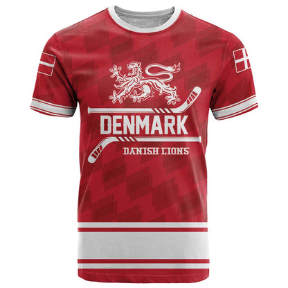 Custom Hockey 2026 Denmark T-Shirt Danish Lions Go Champions Graphic Tee