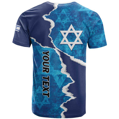 Personalized Israel Yom Ha'atzmaut T-Shirt Star of David Grunge Style Graphic Tee