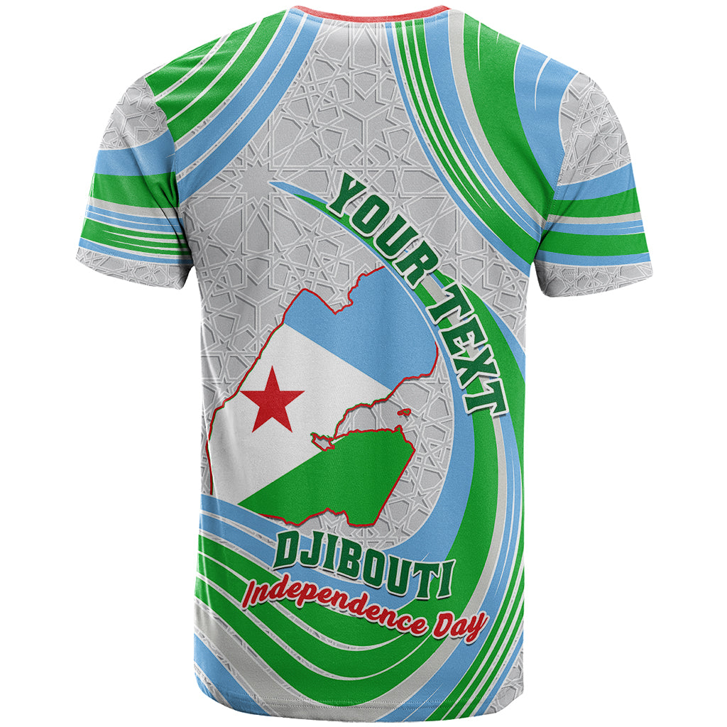 Custom 27 June Djibouti Independence Day T-Shirt Jabuuti Emblem Mix Islamic Pattern Graphic Tee