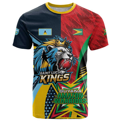 Custom Cricket Match 2025 T-Shirt Amazon Warriors Guyana Vs Kings St Lucia Graphic Tee