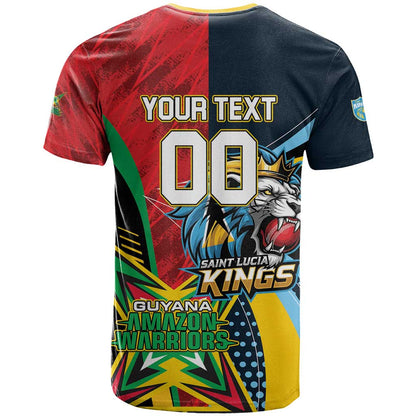 Custom Cricket Match 2025 T-Shirt Amazon Warriors Guyana Vs Kings St Lucia Graphic Tee