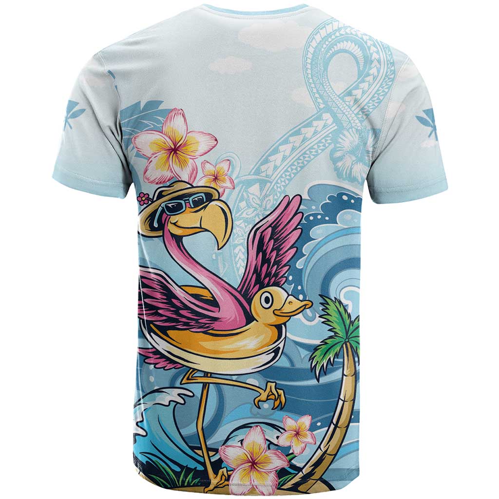 Hawaii Flamingo T-Shirt Plumeria Tropical Beach Graphic Tee