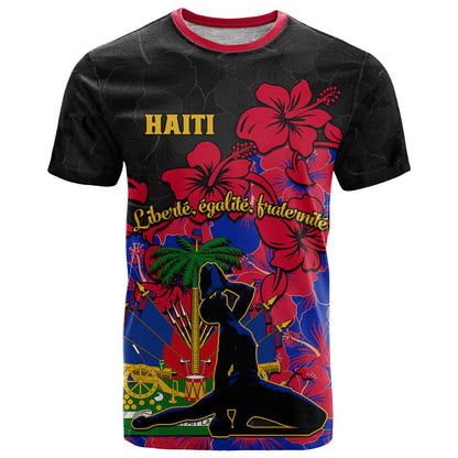 Haiti Independence Day T-Shirt Hibiscus Neg Marron Graphic Tee