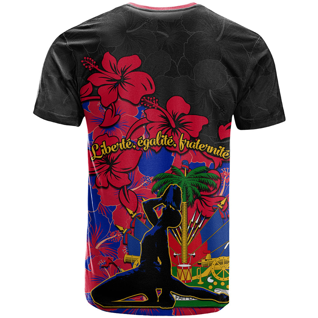 Haiti Independence Day T-Shirt Hibiscus Neg Marron Graphic Tee