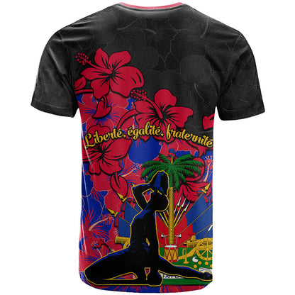 Haiti Independence Day T-Shirt Hibiscus Neg Marron Graphic Tee