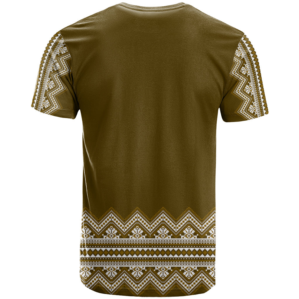 Ukraine Folk Pattern T-Shirt Ukrainian Wood Brown Version Graphic Tee