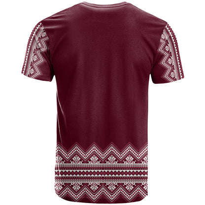 Ukraine Folk Pattern T-Shirt Ukrainian Wine Red Version Graphic Tee