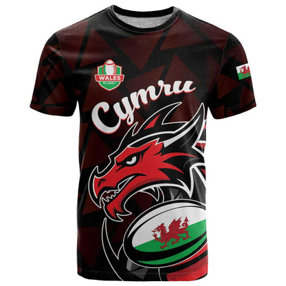 Custom Wales Rugby T-Shirt Cymru Y Ddraig Goch Graphic Tee