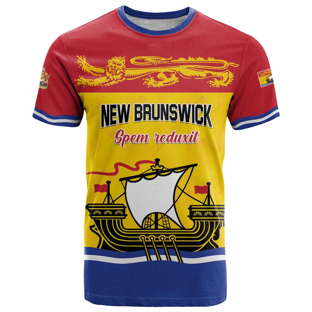 Personalized Canada New Brunswick Province T-Shirt Golden Lion Lymphad Graphic Tee