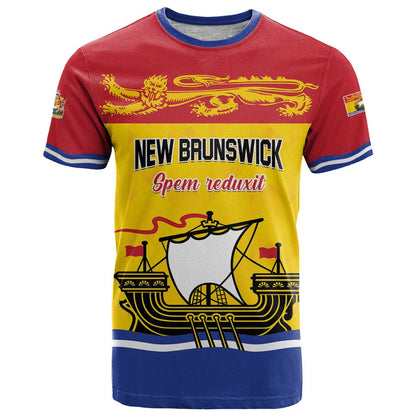 Personalized Canada New Brunswick Province T-Shirt Golden Lion Lymphad Graphic Tee