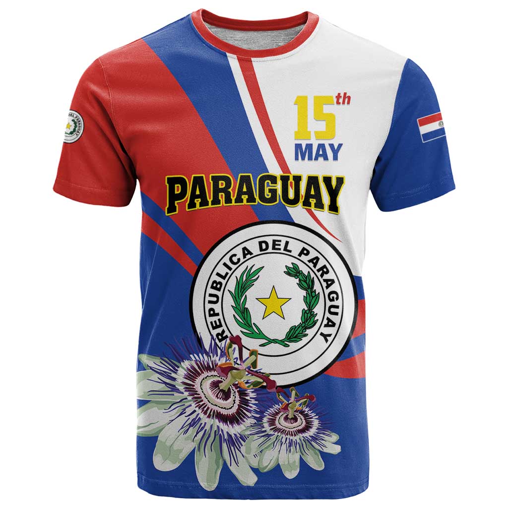 Personalized Paraguay Independence Day 2025 T-Shirt Passiflora Paz y justicia Graphic Tee