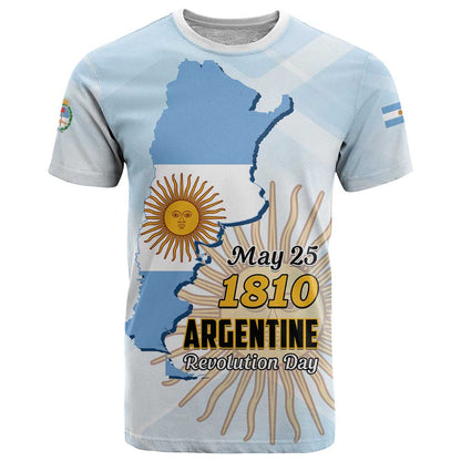 Personalized Argentine Revolution Day 1810 T-Shirt Sol de Mayo Graphic Tee