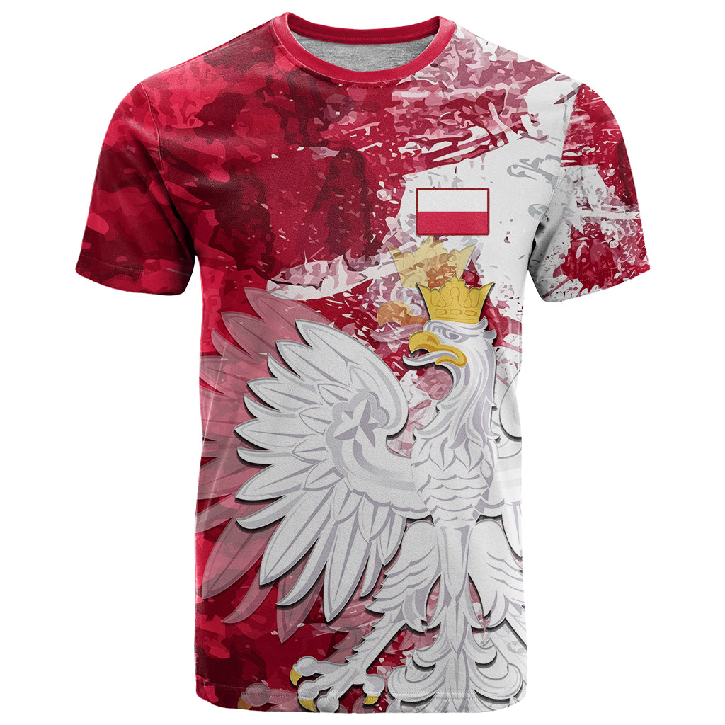 Poland T-Shirt Polska Coat Of Arms Flag Style Graphic Tee