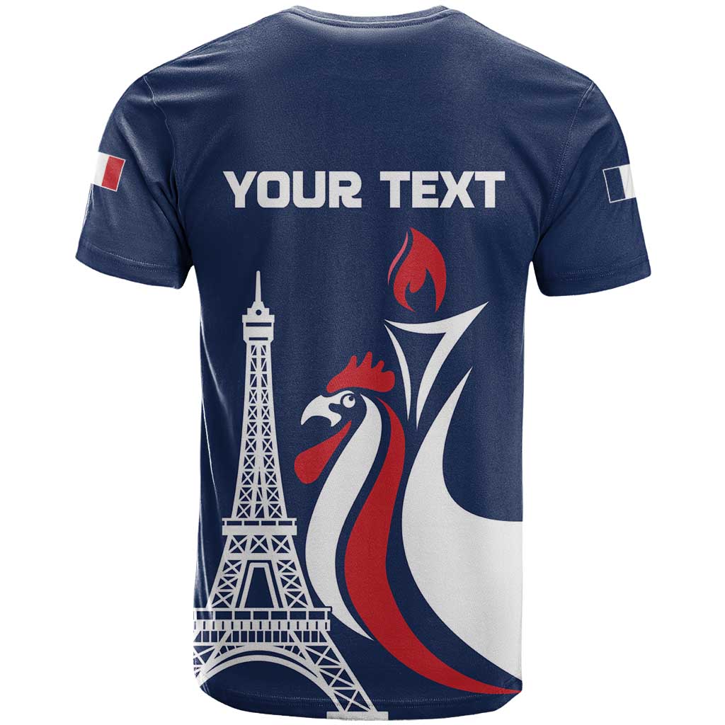 Personalized France 2024 Bonjour T-Shirt Eiffel Tower Gallic Rooster Graphic Tee