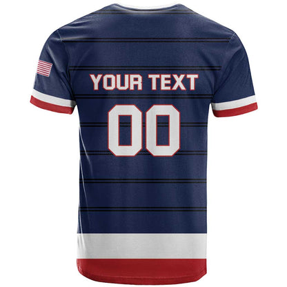 Custom USA Ice Hockey Team T-Shirt Go Champions Graphic Tee