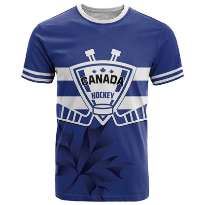 Custom Canada Hockey Team T-Shirt Maple Leaf Blue Version Graphic Tee