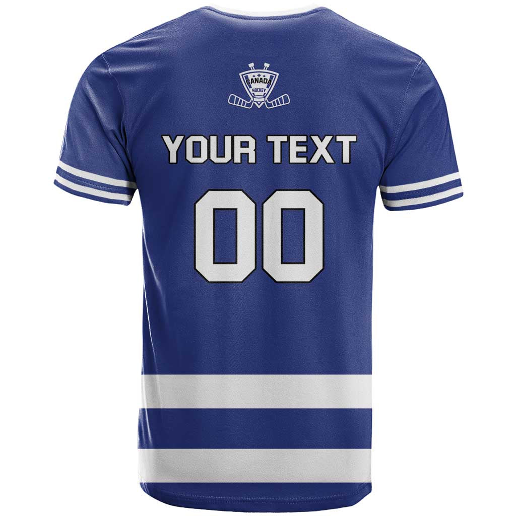Custom Canada Hockey Team T-Shirt Maple Leaf Blue Version Graphic Tee