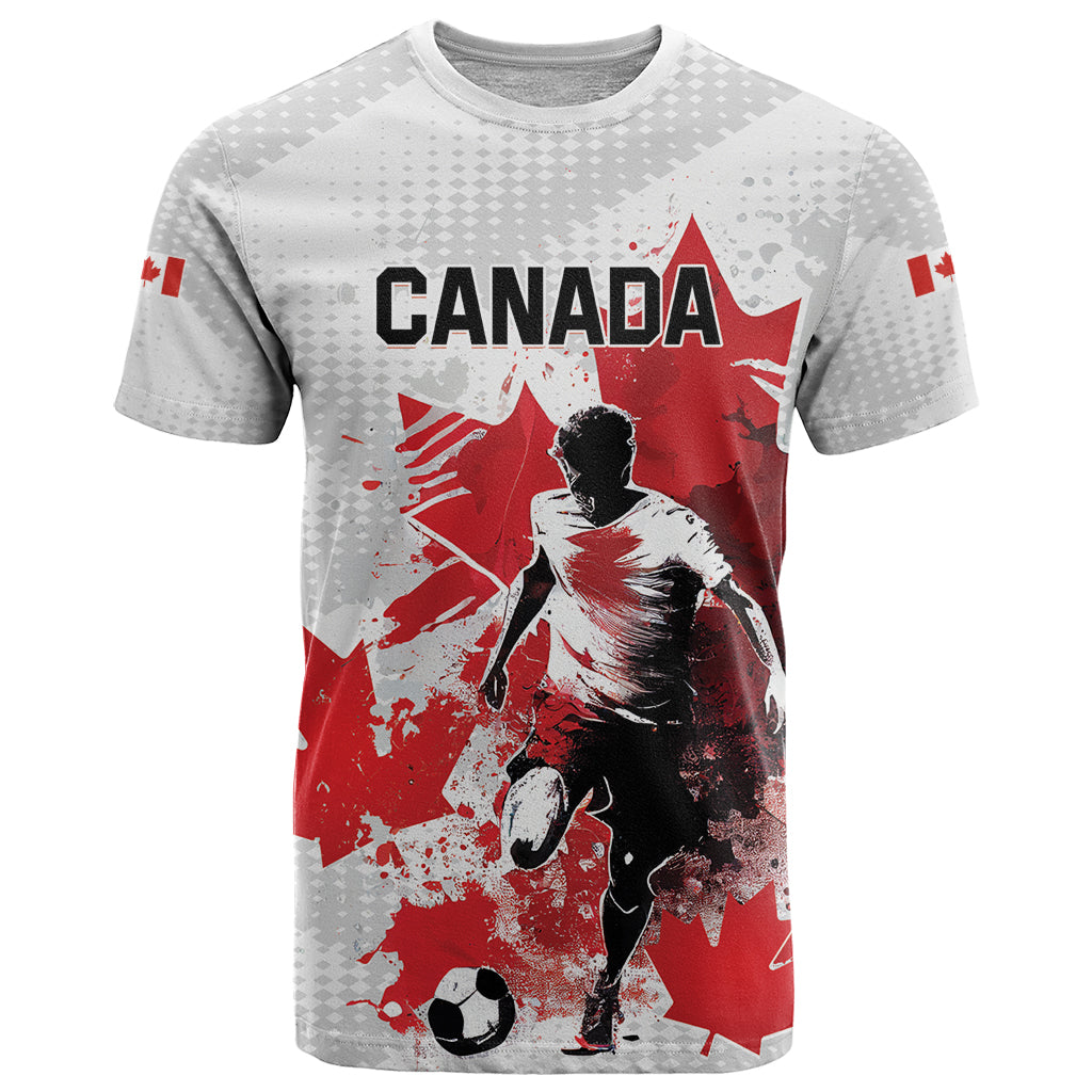 Personalized Canada 2024 Soccer T-Shirt Canadian Player Maple Leaf Graphic Tee