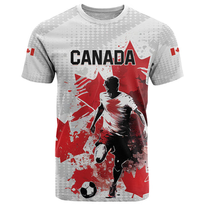 Personalized Canada 2024 Soccer T-Shirt Canadian Player Maple Leaf Graphic Tee