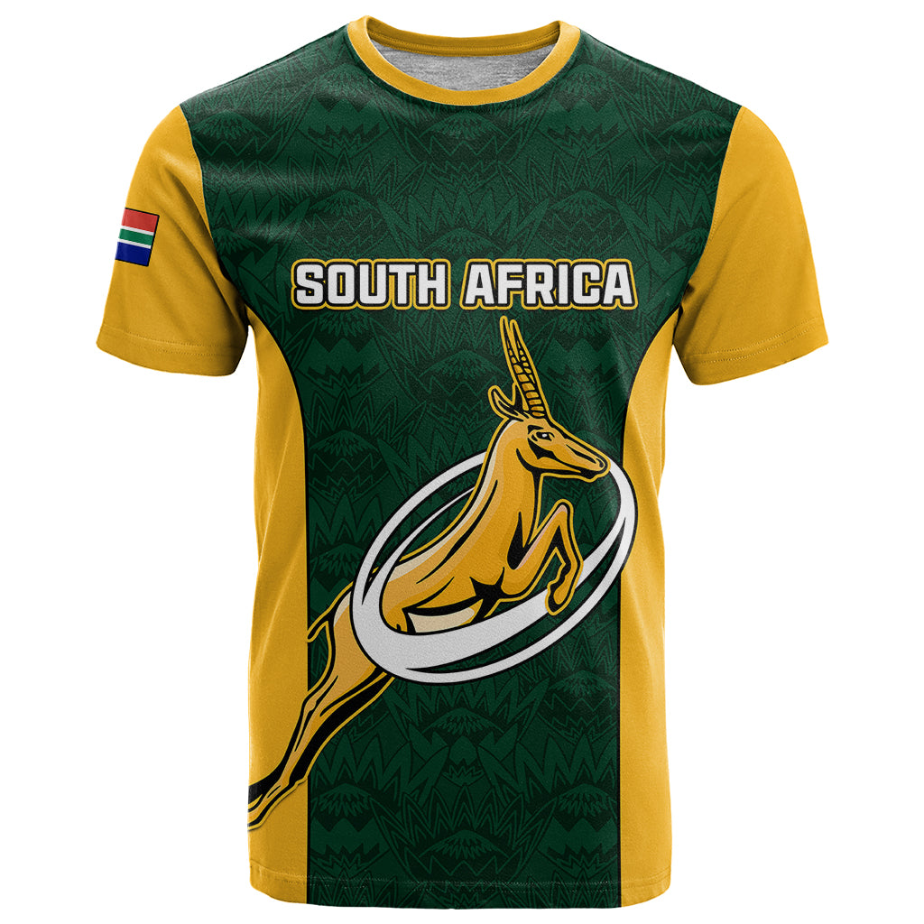 South Africa Rugby T-Shirt Springboks Go Champions Protea Pattern Graphic Tee