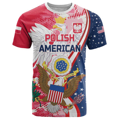Personalized Polish-American Heritage Month T-Shirt Eagle Curve Style Graphic Tee