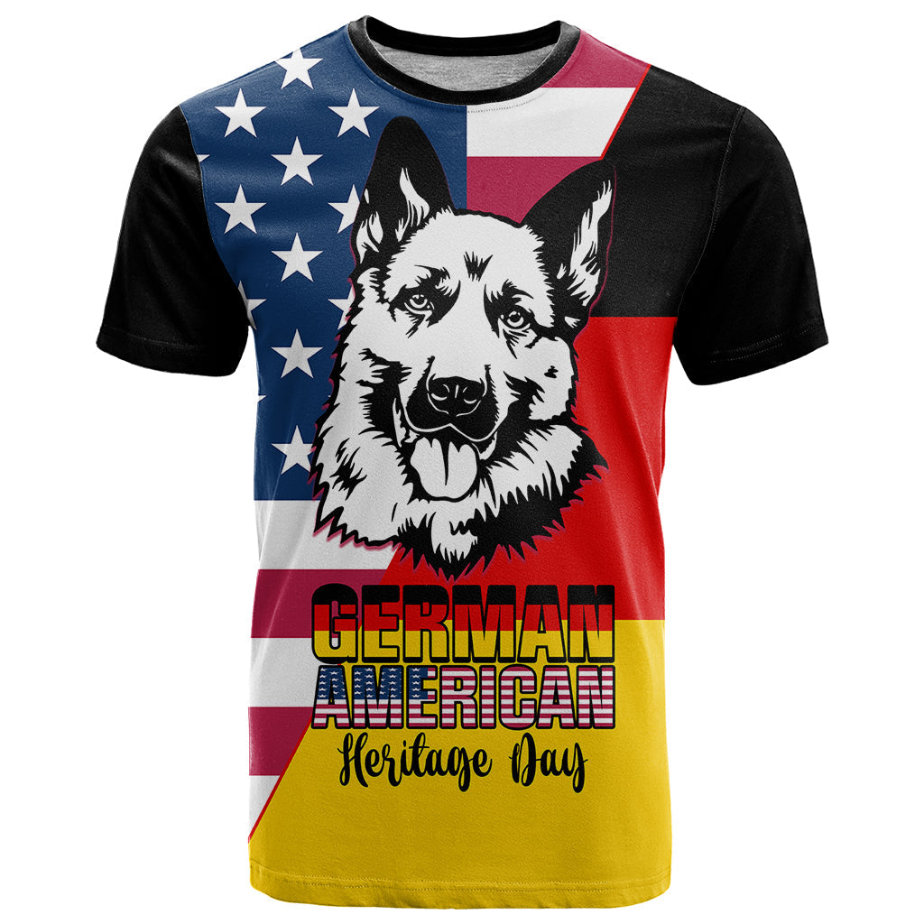 Personalised German American Heritage Day T-Shirt German Shepherd Dog Graphic Tee