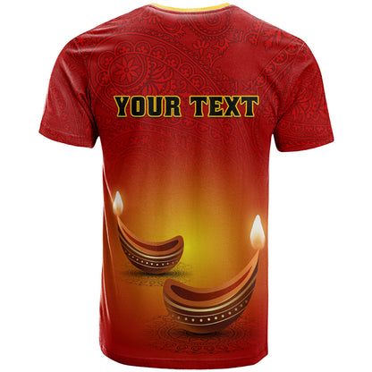 Personalised Diwali Festival T-Shirt Diya With Paisley Pattern Graphic Tee