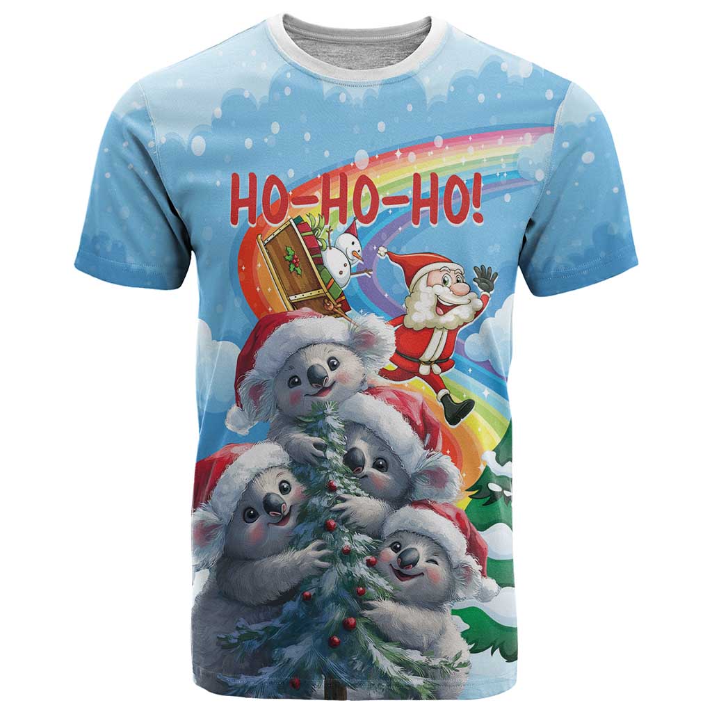 Personalised Australia Koala Christmas T-Shirt Santa Claus Ho Ho Ho Graphic Tee