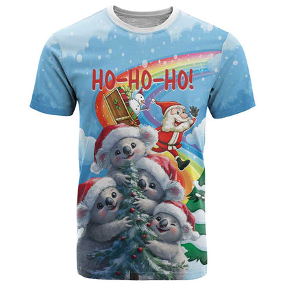 Personalised Australia Koala Christmas T-Shirt Santa Claus Ho Ho Ho Graphic Tee