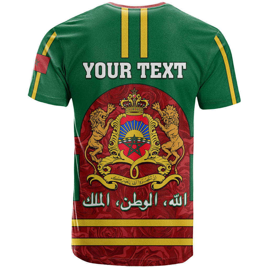 Morocco Proclamation Day T-Shirt Marruecos Coat of Arms Roses Pattern Graphic Tee